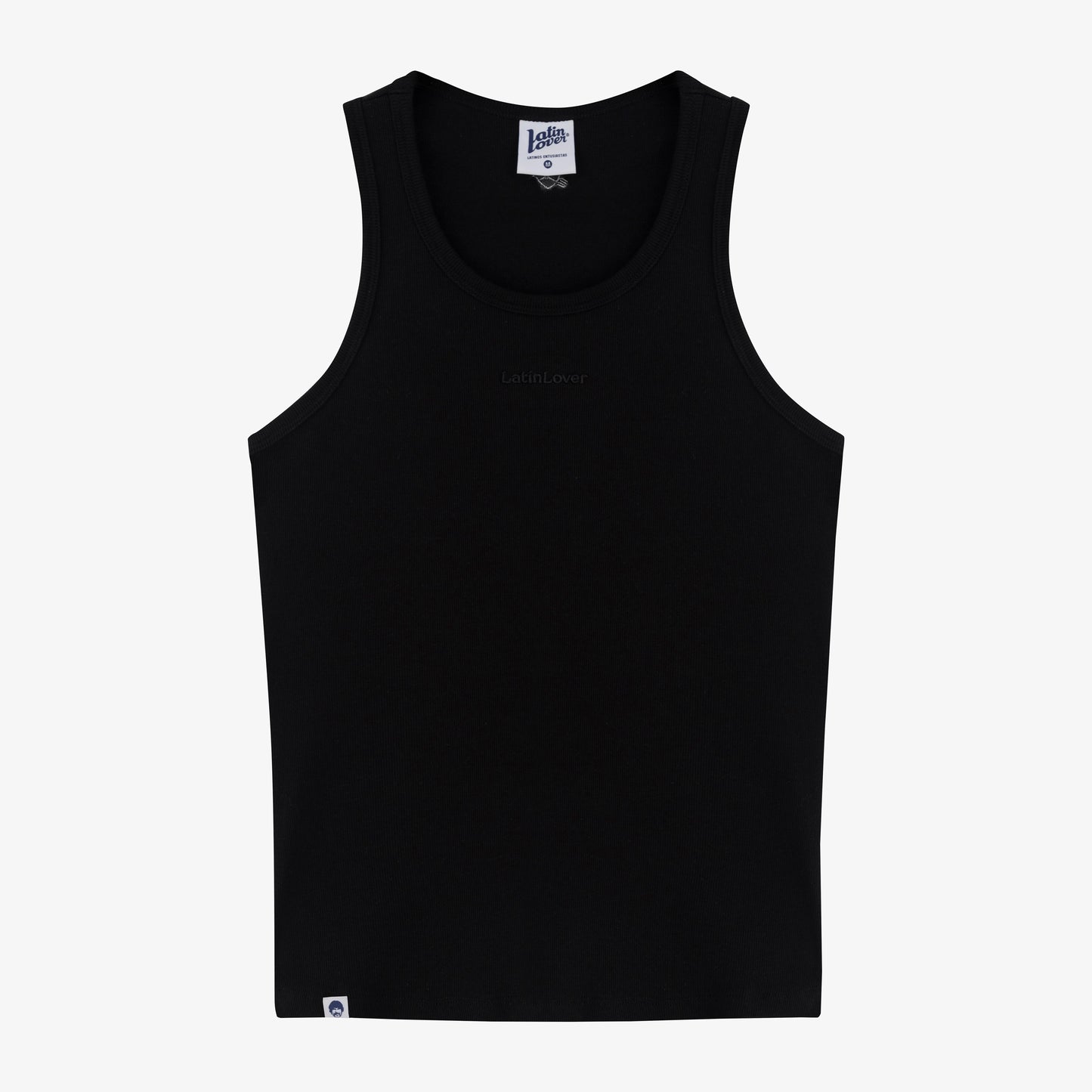 Tank Top Rib Bordado Negro