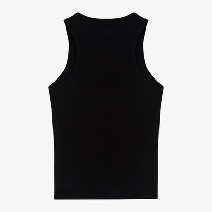 Tank Top Rib Bordado Negro